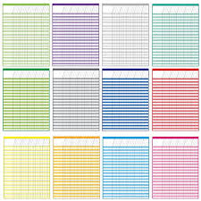 12 Pack Multi Color Laminated Dry Erase Incentive Chart With