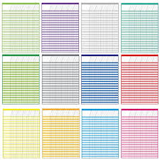 12 pack multi color laminated dry erase incentive chart with