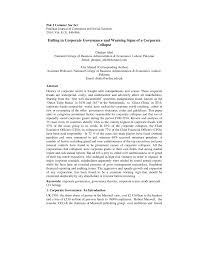 Common vital issues to modern corporations especially pertaining to corporate or good governance has been talked frequently. Pdf Failing In Corporate Governance And Warning Signs Of A Corporate Collapse