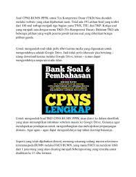 Semoga berhasil menyelesaikan tkd dengan baik. Doc Soal Cpns Bumn Pppk Untuk Tes Kompetensi Dasar Mas Faris Academia Edu