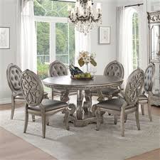 Northville 5 Piece Round Table Dining Room Set In Antique Champagne Finish By Acme 66915 In 2020 Round Dining Table Sets Round Dining Table Dining Room Sets