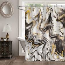 Browse our selection of black marble shower curtains and find the perfect design for you—created by our community of independent artists. Everly Quinn Black And Gold Marble Shower Curtain Set With Hook Men And Women Abstract Black And Gold And White Striped Marble Bathroom Decor Modern Waterproof Fabric Art Deco Shower Curtain 72
