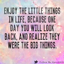 Enjoy The Little Things In Life For One Day You Ll Look Back And Realize They Were The Big Things Enjoy The Little Things In Life Because One Day You Will Look Back And Realize They Were The Big Things Inspirational Quotes Wise Words Sweet Words