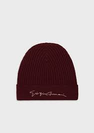 To knit ribbing, you should first cast on. Rib Knit Beanie Hat With Embroidered Signature Man Giorgio Armani
