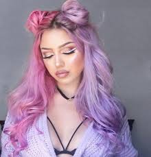 Long Wavy Cosplay Wigs Half Light Pink And Purple Halloween Costume Wig Hair Inspo Color Hair Dye Colors Aesthetic Hair