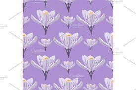 Nature Spring Crocus Flower Wreath Illustration Colorful Seamless Pattern Background Vector Illustration Flower Wreath Illustration Wreath Illustration Crocus Flower