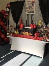 {{wink}} made with box cake mix and black fondant. 78 Boxing Themed Party Ideas Boxing Theme Party Ideas Party Wwe Party