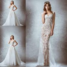Zuhair Murad Wedding Dresses With Detachable Over Skirt Lace Applique Sleeves Beach Wedding Dresses Zuhair Murad Bridal Gowns Vintage Wedding Dress Halter Neck