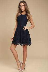 Black Swan Desirae Navy Blue Lace Skater Dress Blue Dress Short Lace Skater Dress Navy Blue Short Dress