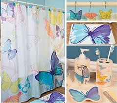 Colorful Butterfly Complete 17 Pc Bathroom Set With Mat Shower Curtain Rings Accessory Set Bathroom Ru Butterfly Bathroom Decor Butterfly Room Bath Sets