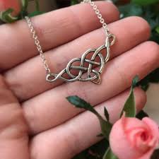 Heart Knot Bar Necklace In 2020 Silver Celtic Jewelry Celtic Love Knot Celtic Necklace