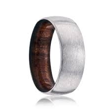 Kacia Unique Wedding Ring Cobalt Koa Wood Liner 6mm 7mm 8mm Cobalt Wedding Band Wedding Rings Unique Cobalt Wedding