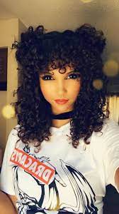Curly Bangs With Curly Buns Fun Curly Hair Style Curly Hair Styles Curly Bangs Damp Hair Styles