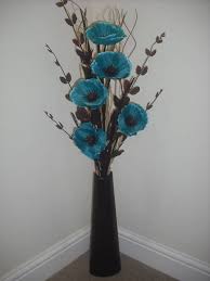 Teal Silk Flower Arrangement Black Vase 1 Metre Tall Flower Vase Arrangements Tall Vase Decor Floor Vase Decor