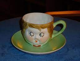 Whimsical Nippon Face Tea Cup And Saucer Circa Early 20th Century Whimsical Tea Cups Cup And Saucer