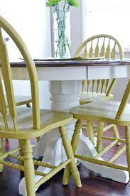 Happiness Is Creating Chalk Paint Kitchen Table Kitchen Table Makeover Oak Table And Chairs