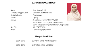 Dari segi format serta tulisan yang baik dan. Contoh Daftar Riwayat Hidup Formal Sederhana Yang Baik Dan Benar Matamu