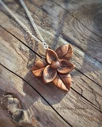 Flower Necklace Wooden Pendant Boho Jewelry Handmade Etsy Wood Jewelery Wood Necklace Hanging Jewelry
