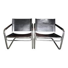 pair of chrome leather chairs cantilever by linea veam chairish chair leather chair restaurant chairs for sale