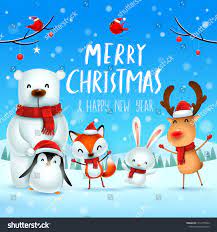 Merry Christmas And Happy New Year Christmas Cute Animals Character Happy Christmas Compan Merry Christmas And Happy New Year Cute Animals Cute Animal Quotes