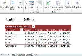 what are pivot table report filters and how to use them