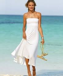 Simple Beach Summer Wedding Dresses With Tea Length Skirt Beach White Dress Casual Beach Wedding Dress Casual Wedding Dress