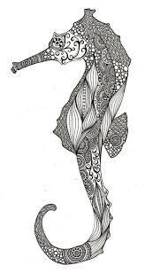 Printable Seahorse Coloring Page Mandala Body Art Art Zentangle