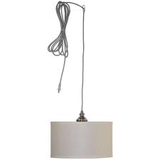 Hampton Bay Carroll 1 Light Brushed Nickel Pendant With Fabric Drum Shade Es4763sba D Drum Pendant Lighting Drum Pendant Lighting Bedroom Drum Pendant