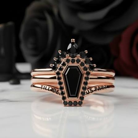 Until Death Rings- Limited Coffin Shape Diamond Option Wedding Rings – Black Diamonds New York