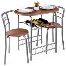 Best Choice Products 3 Piece Wood Dining Room Round Table Chairs Set W Steel Frame Built In Wine Rack Espresso Walmart Com In 2020 Wood Dining Room Round Table And Chairs