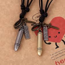 Men Punk Vintage Alloy Bullet Pendant Pu Leather Chain Necklace Fine Jewelry Gifts Em Promocao Ofertas Na Americanas