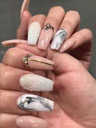 This has been quite a trend now. Ballerina Shape Marble Nail Art Ideas Pink Marble Nails Nails Manicure Coffin Shape Nails Nail Designs Cute Nails