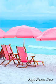 Soooo Pretty Pink Umbrellas And Chairs In Front Of The Blue Water Pink Beach Pretty In Pink Beach