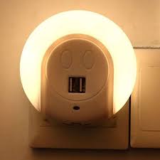 Plug In Compact Led Wall Night Light With Sensor Usb Socket Charging Lamp White Night Light Lamp Led Night Light Sensor Night Lights