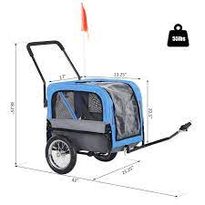 Aosom Bike Trailer 2 In 1 Jogger Pet Carrier Stroller Bicycle Trailer Cats And Dogs Blue Grey Aosom In 2021 Bike Trailer Bike Trailer Stroller Pet Bike Trailer