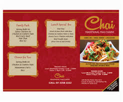 *each combination includes pad thai noodles, jasmine rice, and thai soup of the day or salad*. Thai Takeaway Menu Design 75 Broschuren Designs Fur Chai Thai