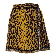 Gianni Versace Couture Leopard Golden Fringe Skirt 1990s Gianni Versace Versace Couture Versace