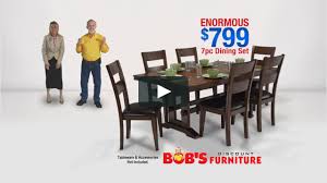 The elevated height of pub and bistro dining tables and chairs can add a completely new quality of dimension and balance to a kitchen, kitchenette, or even the dining room. Bob S Discount Furniture Enormous Dining Room Set On Vimeo