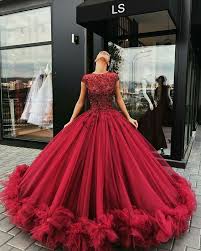 Tulle Appliques Red Wedding Dress Cap Sleeve Ball Lace Ball Gowns Ball Dresses Ball Gowns Prom