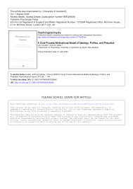 Pdf A Dual Process Motivational Model Of Ideology Politics And Prejudice