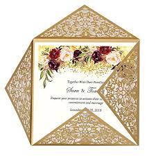Q:can i customize the color of the font/pattern/ribbon/laser cut of the invitation shown on screen? Doris Home Square Gold Laser Cut Lace Flower Pattern Wedding Invitations Cards 50pcs Buy Online In India At Desertcart In Productid 19042211