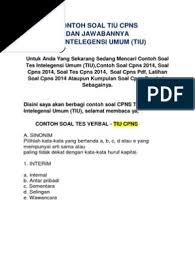 Definisi gigi taring merupakan salah satu ciri karnivora dan cakar merupakan salah satu ciri binatang buas. Contoh Soal Tiu Cpns Dan Jawabannya