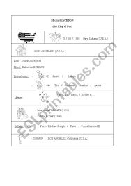 Mickael Jackson S Biography Chart Esl Worksheet By Marie