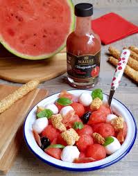 Salade De Pasteque Mozzarella Jambon Cru En 2020 Salade De Pasteque Recette Pasteque Salade