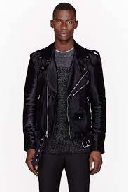 Blk Dnm Ssense Exclusive Navy Calf Hair 5 Biker Jacket Leather Jacket Men Leather Jacket Blk Dnm Leather Jacket