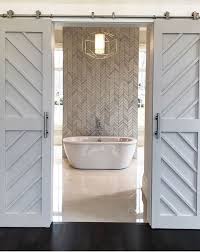 Double Barn Doors Centrepiece Bathtub Modern Farmhouse Bathroom Barn Door Designs Interior Sliding Barn Doors