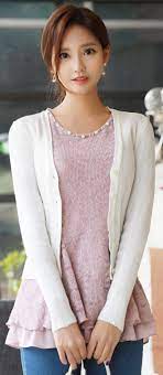 slim fit v neck cardigan 美人 モデル コリアンビューティー 女性