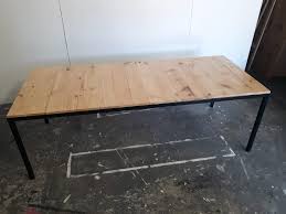 Bring good food and conversation to the great outdoors surrounding this stylish patio dining table from wilson & fisher. Raw Wood Black Metal Frame Dining Table Prop Stars Cape Town