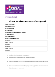 Kopek Sahiplendirme Sozlesmesi