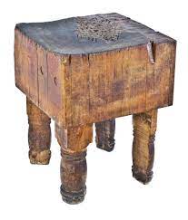 Incredibly Robust And Heavy Duty Heavily Worn Turn Of The Century Rock Hard Maple Wood Freestanding Four Legged Fulton Market Butcher Shop Table Butcher Block Island Kitchen Butcher Block Island Butcher Block